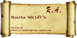 Ruszka Adrián névjegykártya